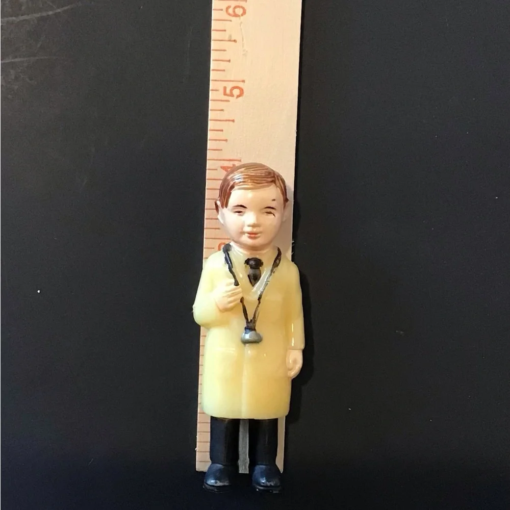Vintage Doctor Figurine Caketopper with Coat and Black Pants